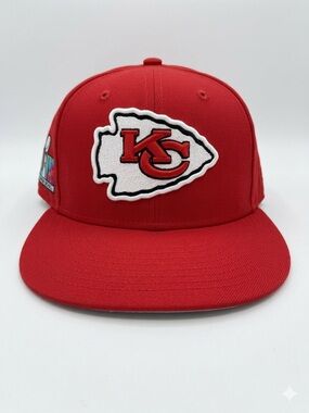 New Era Kansas City Chiefs Red Snapback Hat with LVII Superbowl patch